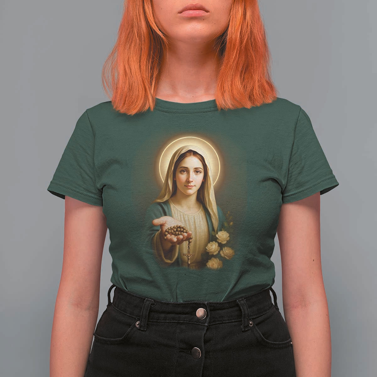 Virgin Mary Maria T Shirt For Women Catholic Christian Faith - Wonder Print Shop