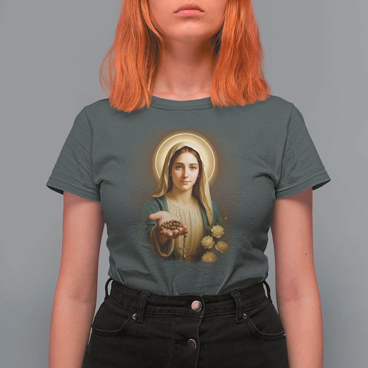 Virgin Mary Maria T Shirt For Women Catholic Christian Faith - Wonder Print Shop