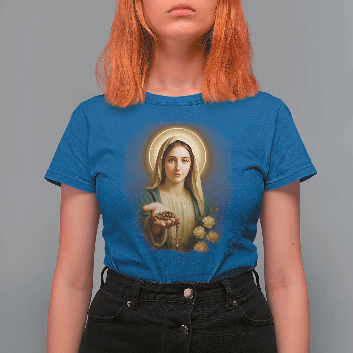 Virgin Mary Maria T Shirt For Women Catholic Christian Faith - Wonder Print Shop
