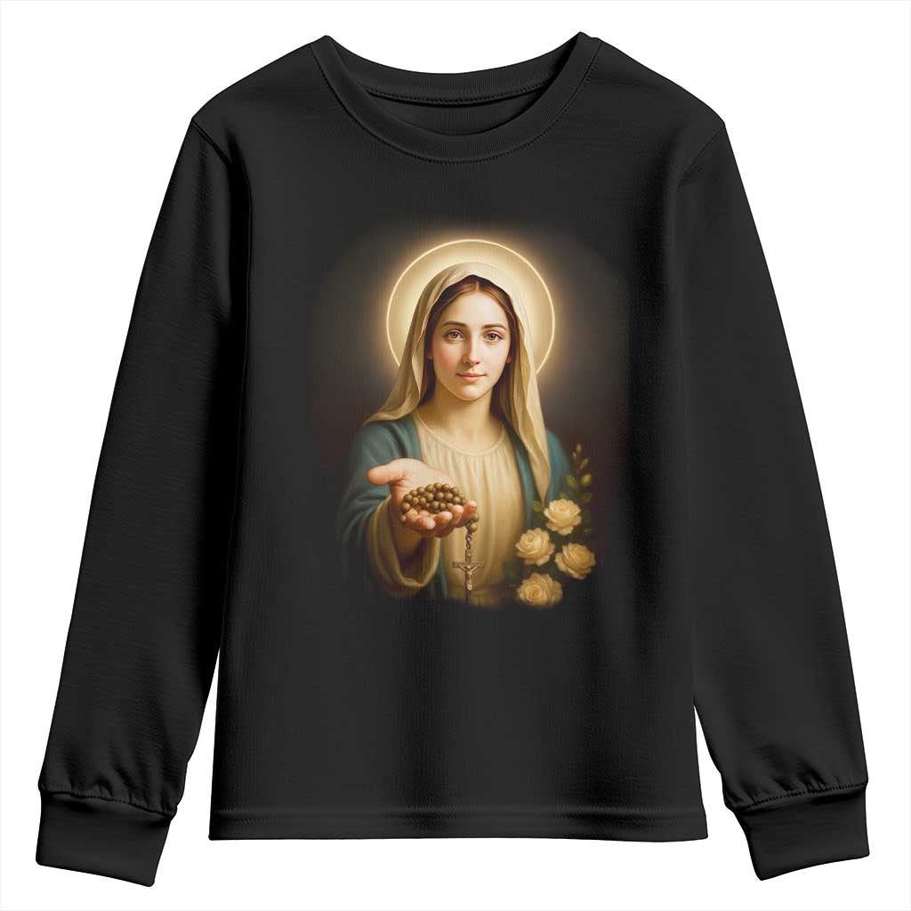 Virgin Mary Maria Youth Sweatshirt Catholic Christian Faith - Wonder Print Shop