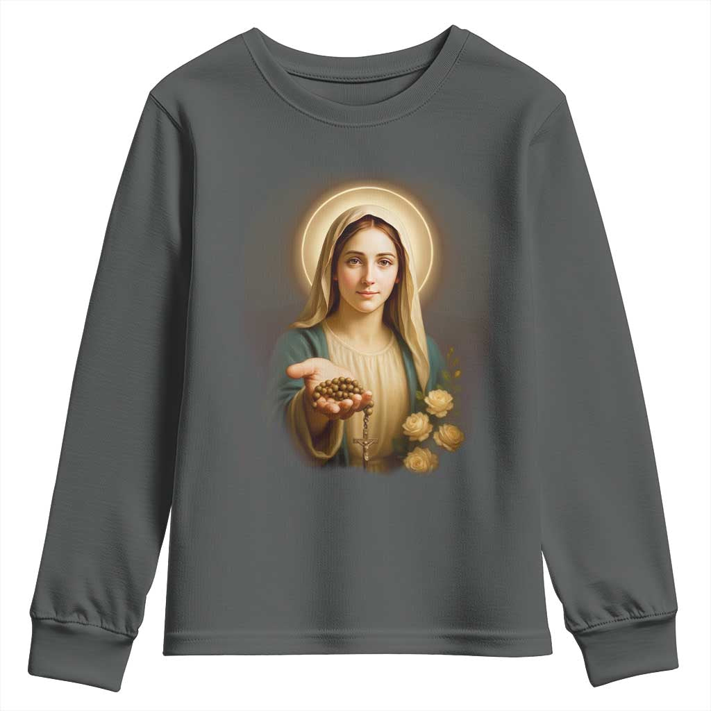 Virgin Mary Maria Youth Sweatshirt Catholic Christian Faith - Wonder Print Shop