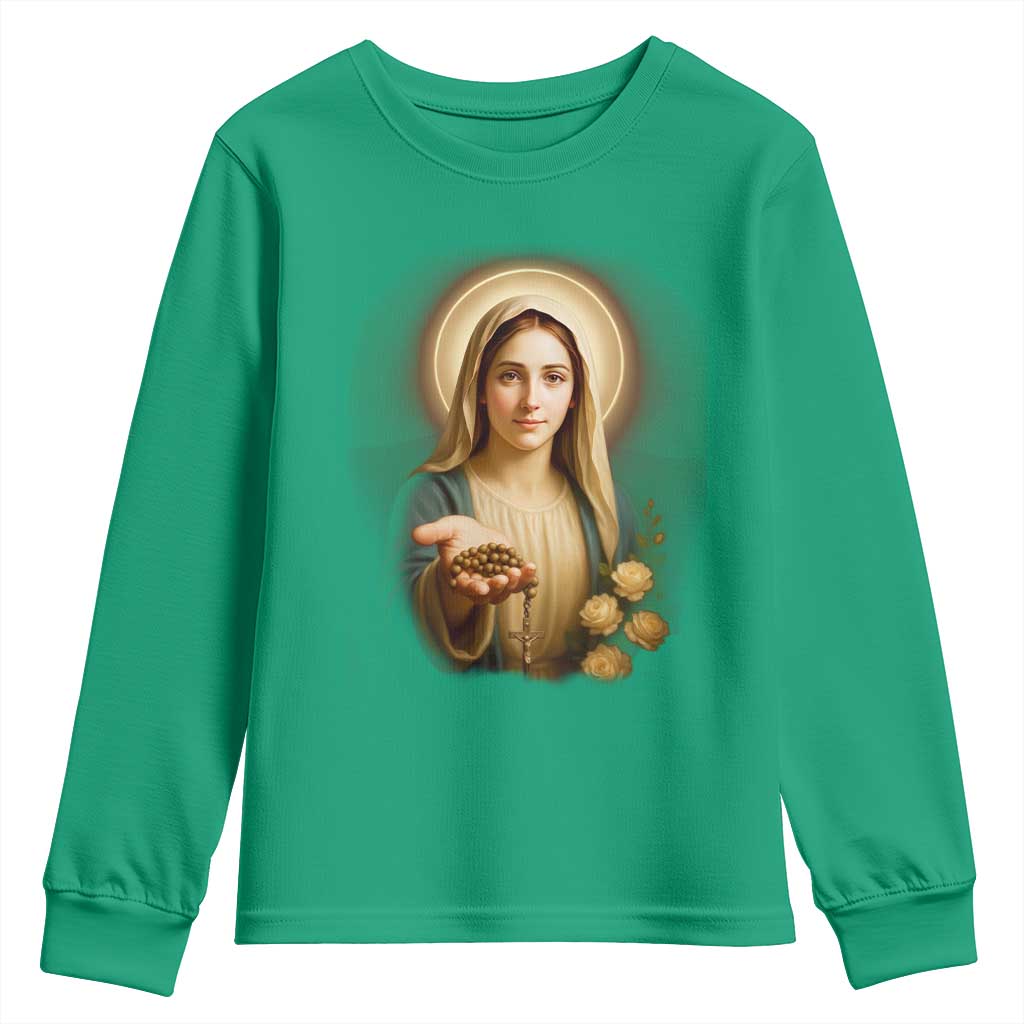 Virgin Mary Maria Youth Sweatshirt Catholic Christian Faith - Wonder Print Shop