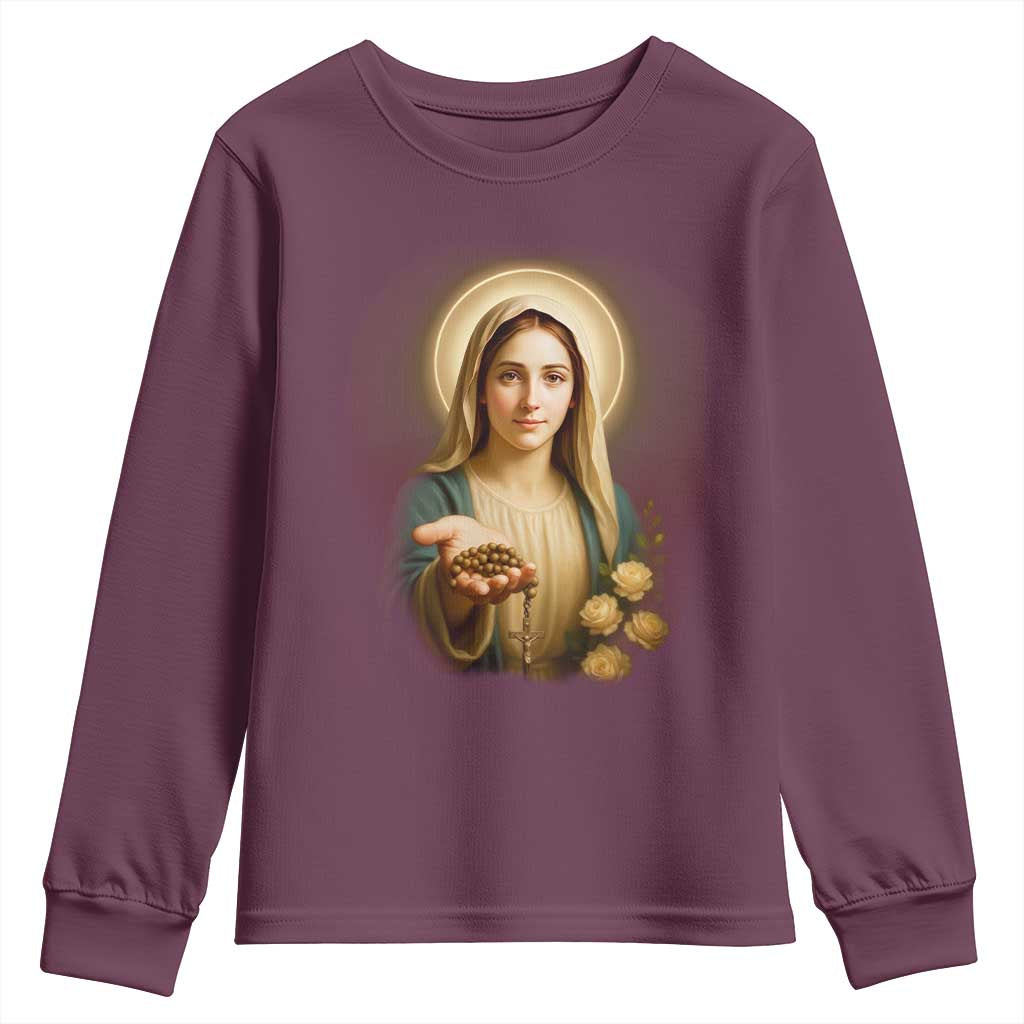 Virgin Mary Maria Youth Sweatshirt Catholic Christian Faith - Wonder Print Shop