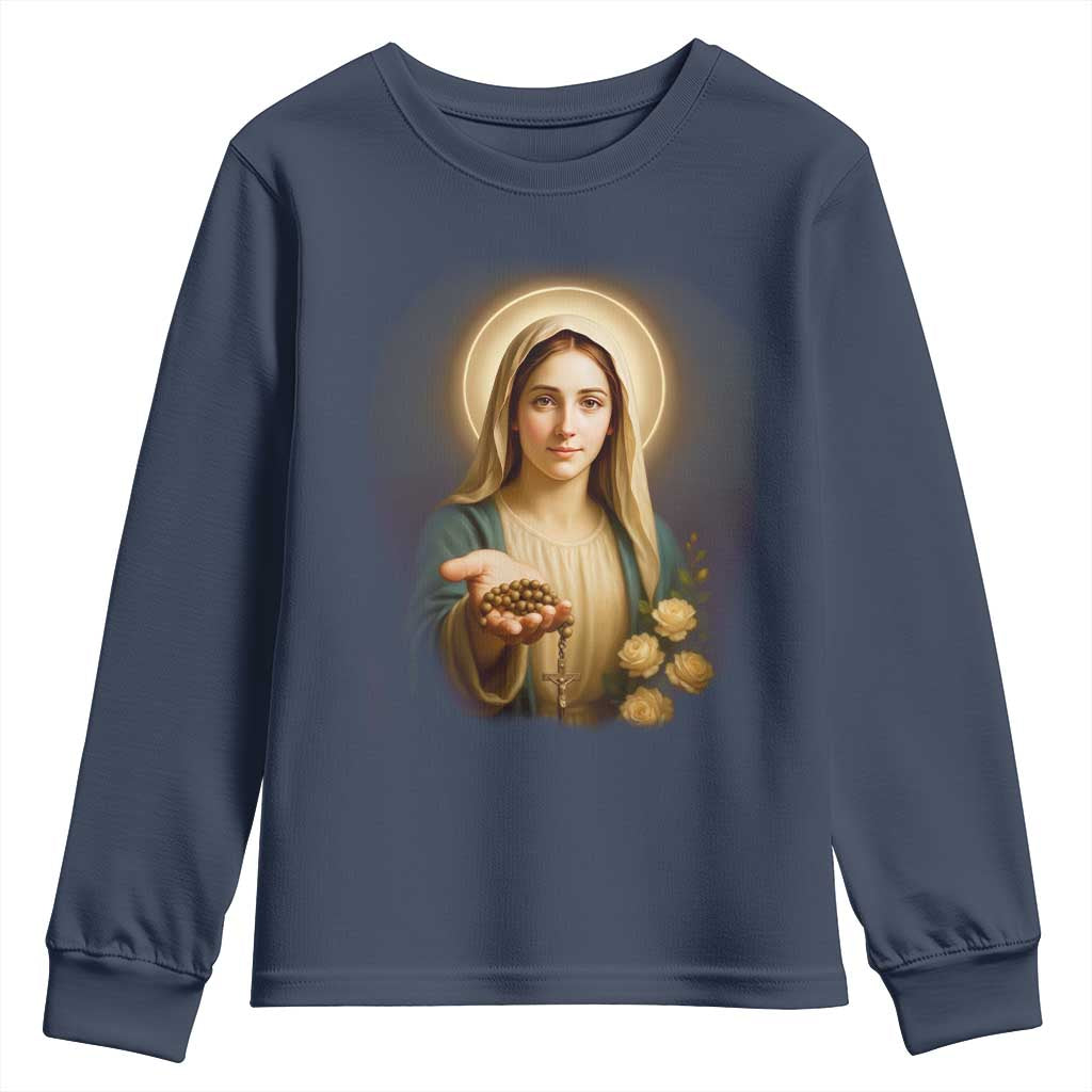 Virgin Mary Maria Youth Sweatshirt Catholic Christian Faith - Wonder Print Shop