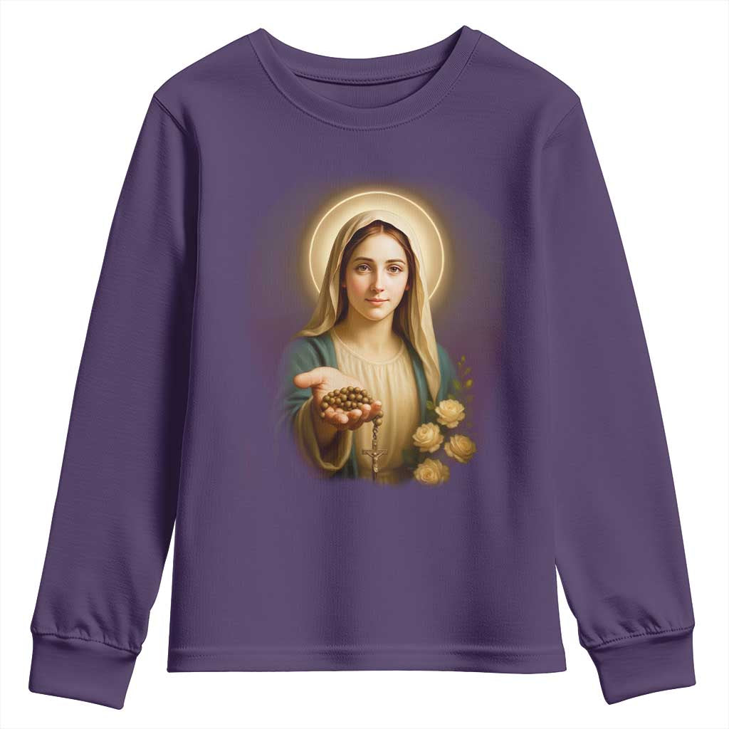 Virgin Mary Maria Youth Sweatshirt Catholic Christian Faith - Wonder Print Shop