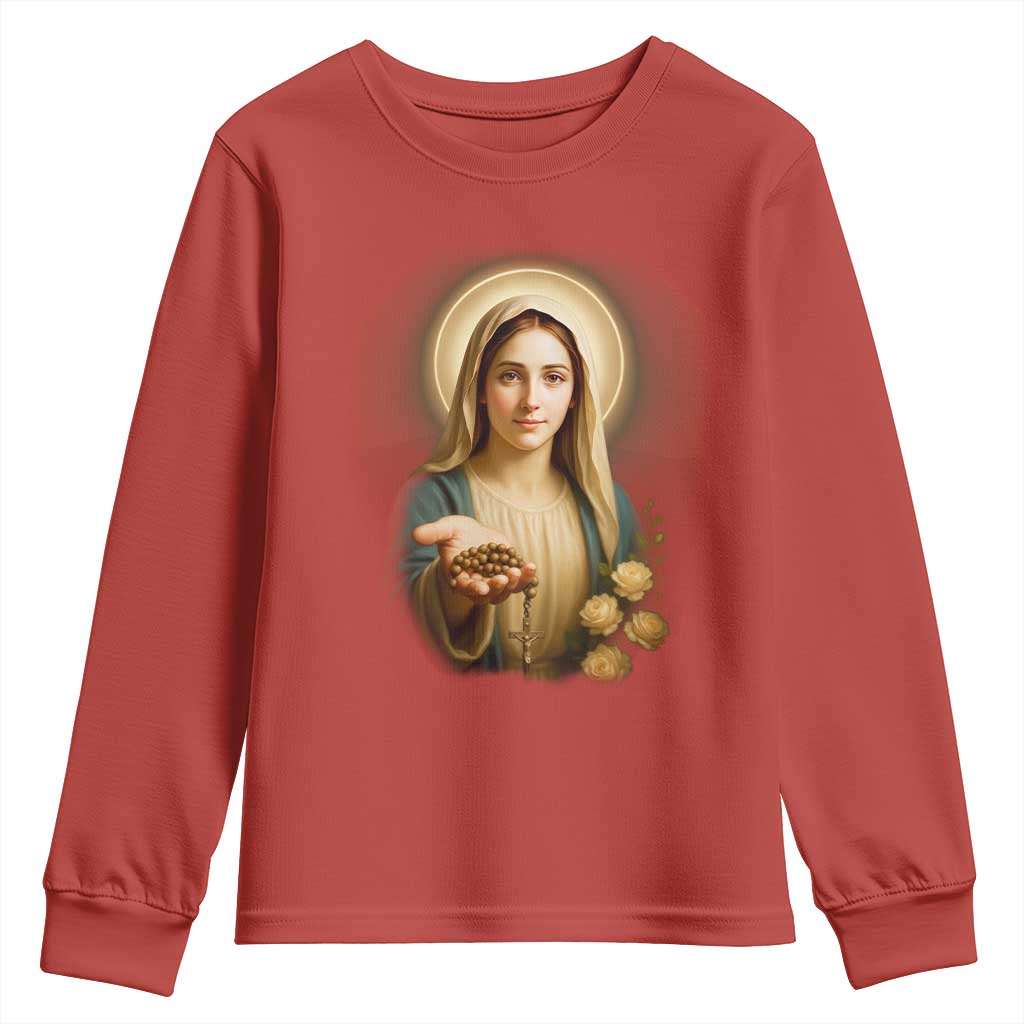 Virgin Mary Maria Youth Sweatshirt Catholic Christian Faith - Wonder Print Shop