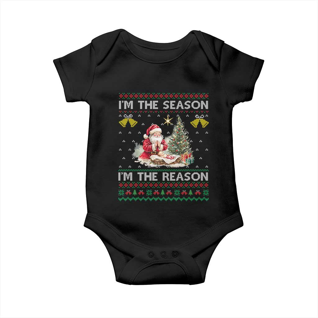 Jesus Christmas Baby Onesie Santa With Jesus Baby Reason Xmas - Wonder Print Shop