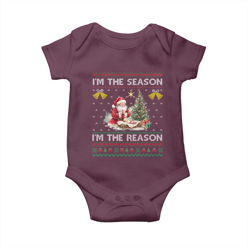 Jesus Christmas Baby Onesie Santa With Jesus Baby Reason Xmas - Wonder Print Shop