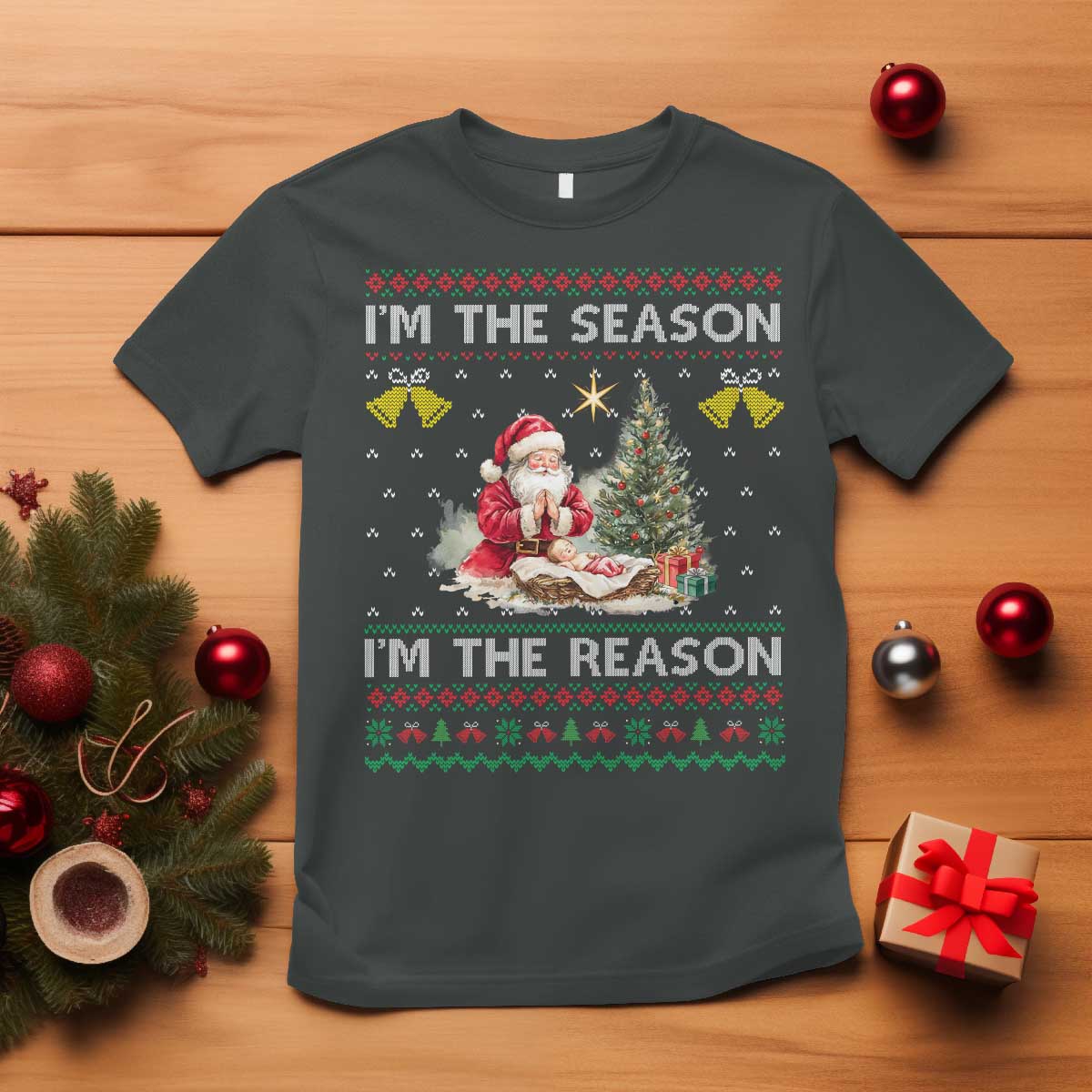 Jesus Christmas T Shirt Santa With Jesus Baby Reason Xmas - Wonder Print Shop