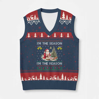 Jesus Xmas V-Neck Knit Sweater Vest Santa With Jesus Baby Reason Xmas - Wonder Print Shop