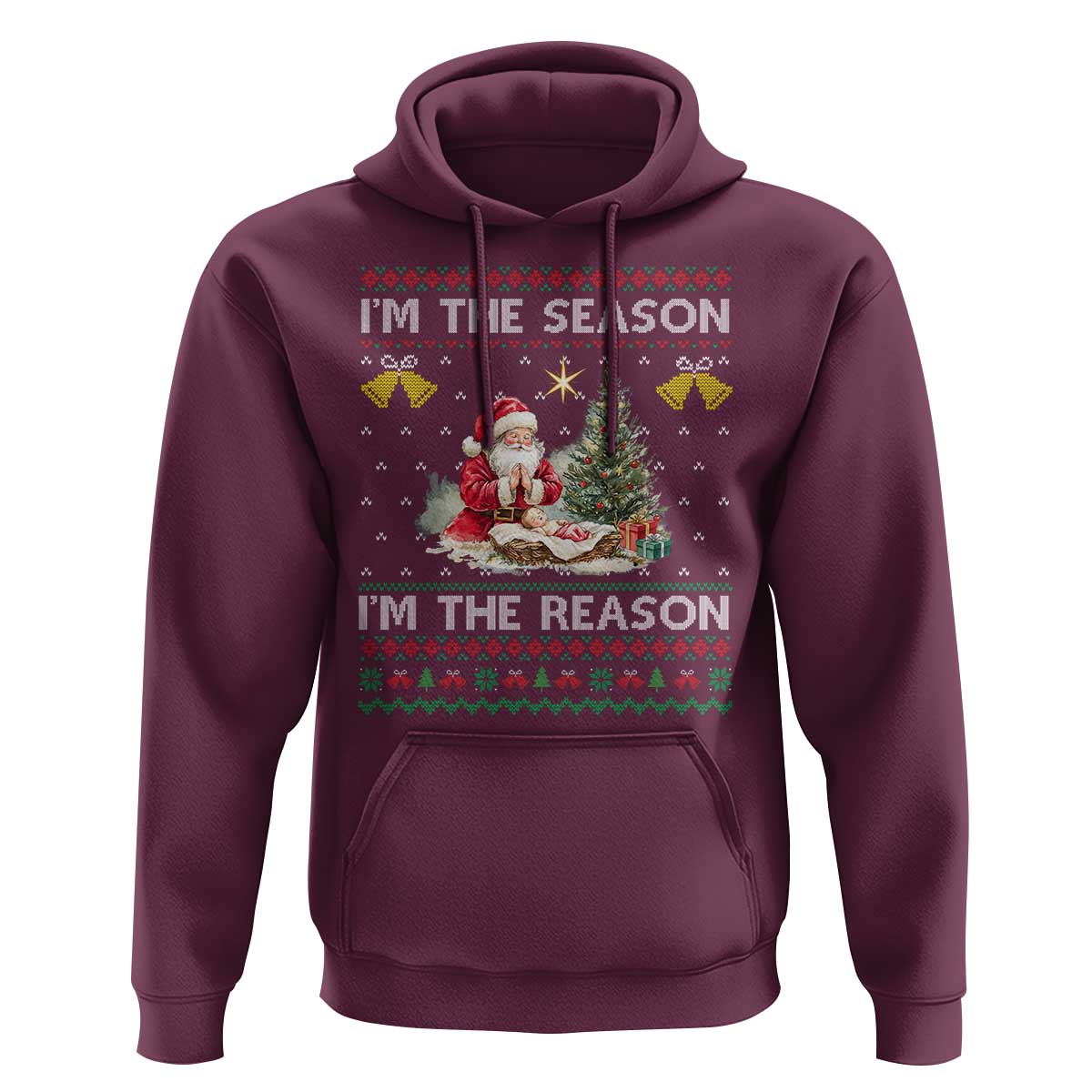Jesus Christmas Hoodie Santa With Jesus Baby Reason Xmas - Wonder Print Shop