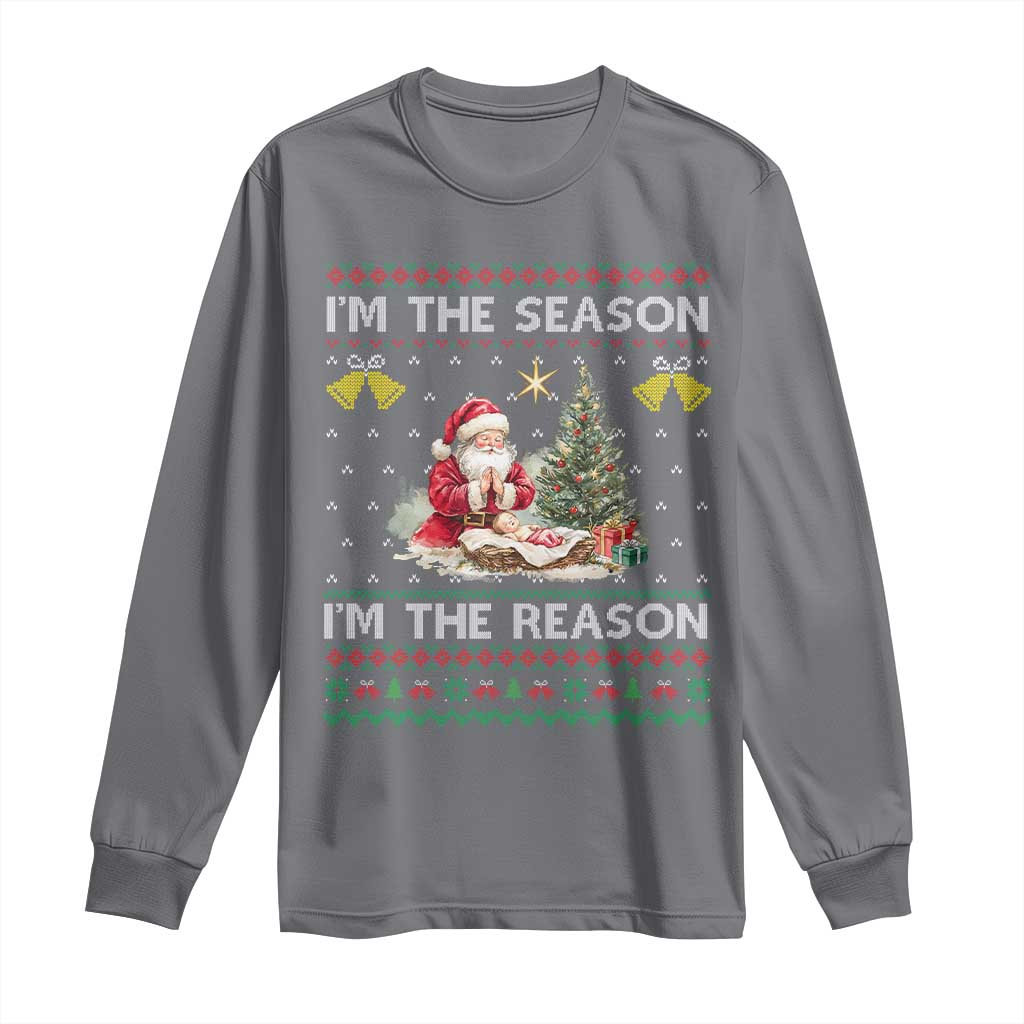 Jesus Christmas Long Sleeve Shirt Santa With Jesus Baby Reason Xmas - Wonder Print Shop