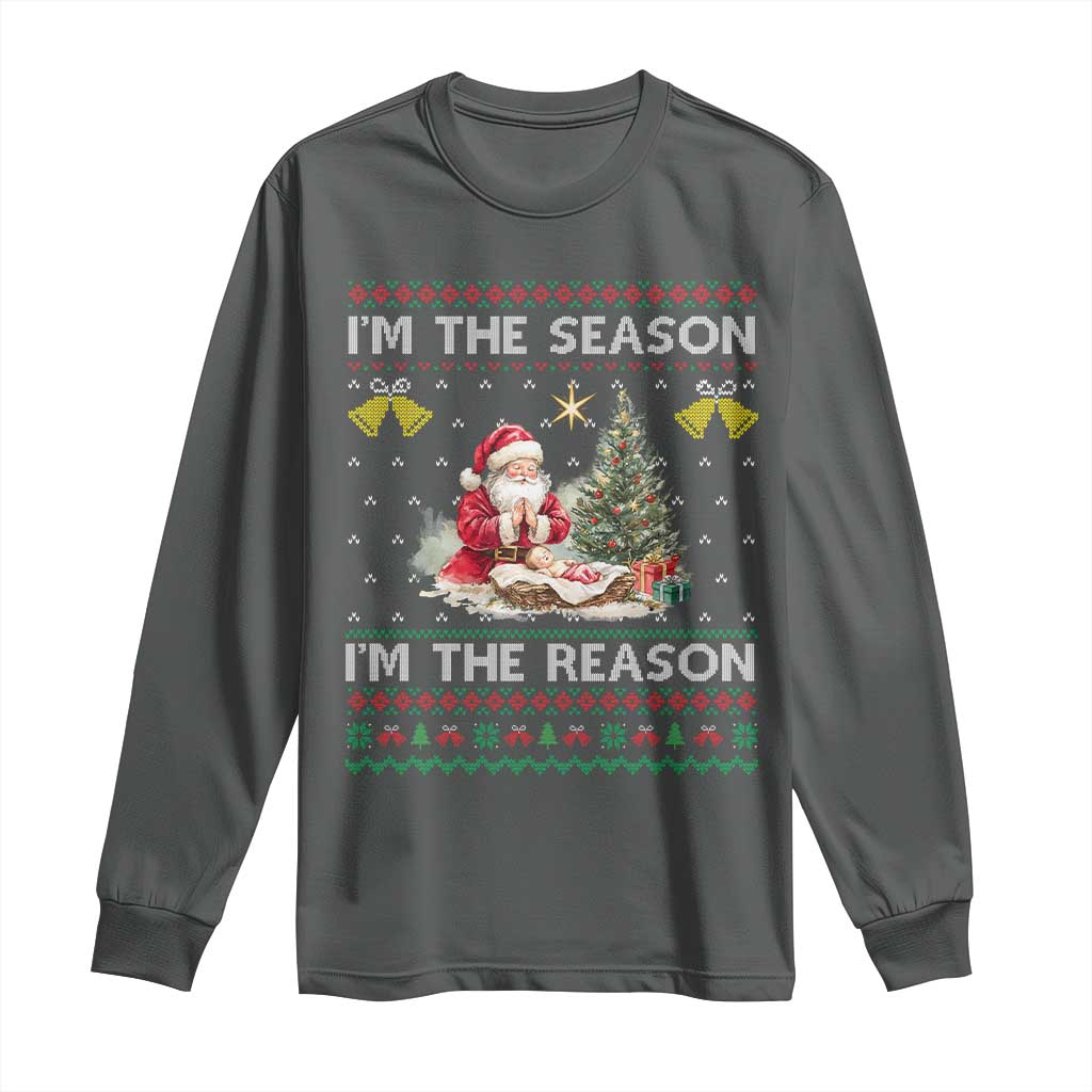 Jesus Christmas Long Sleeve Shirt Santa With Jesus Baby Reason Xmas - Wonder Print Shop
