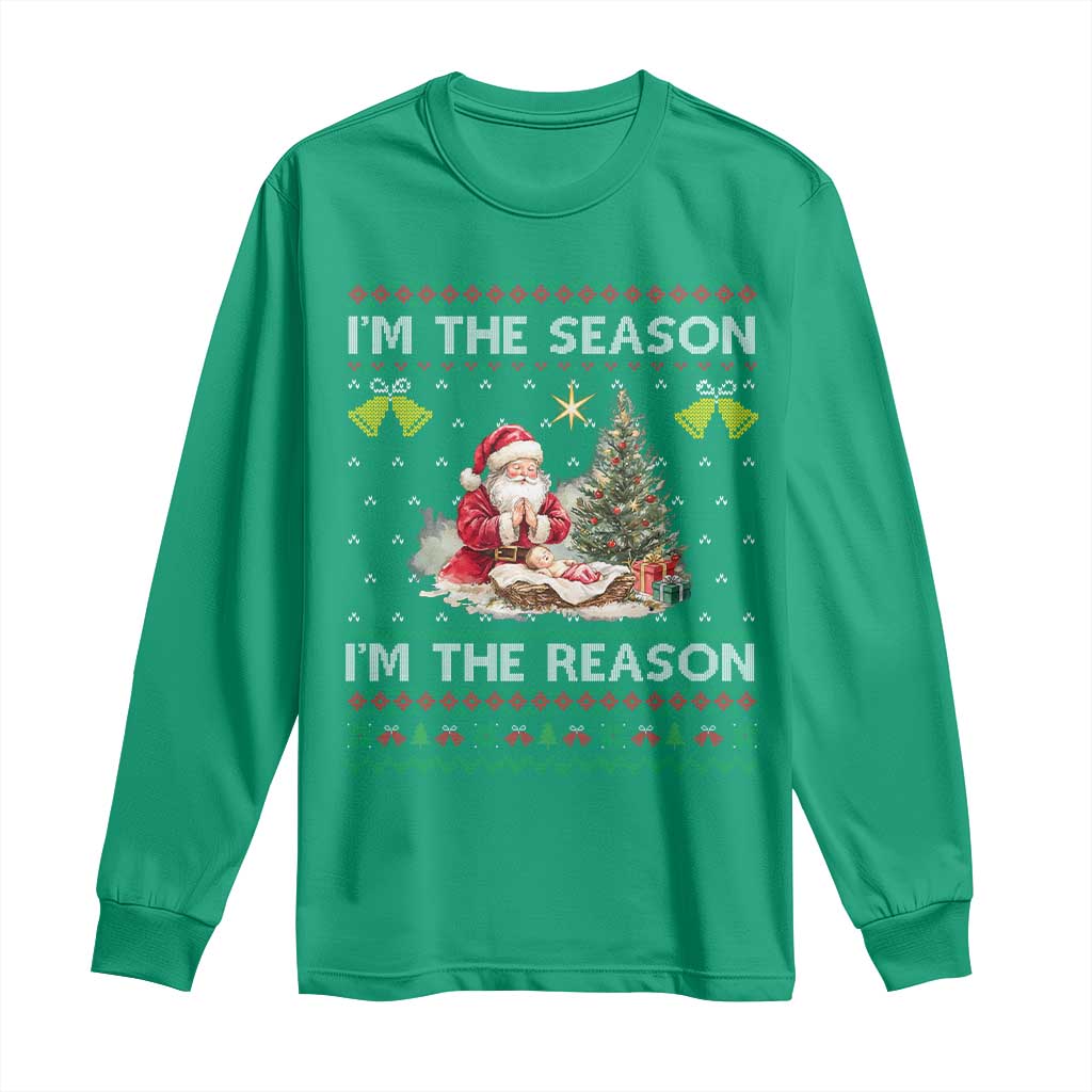 Jesus Christmas Long Sleeve Shirt Santa With Jesus Baby Reason Xmas - Wonder Print Shop