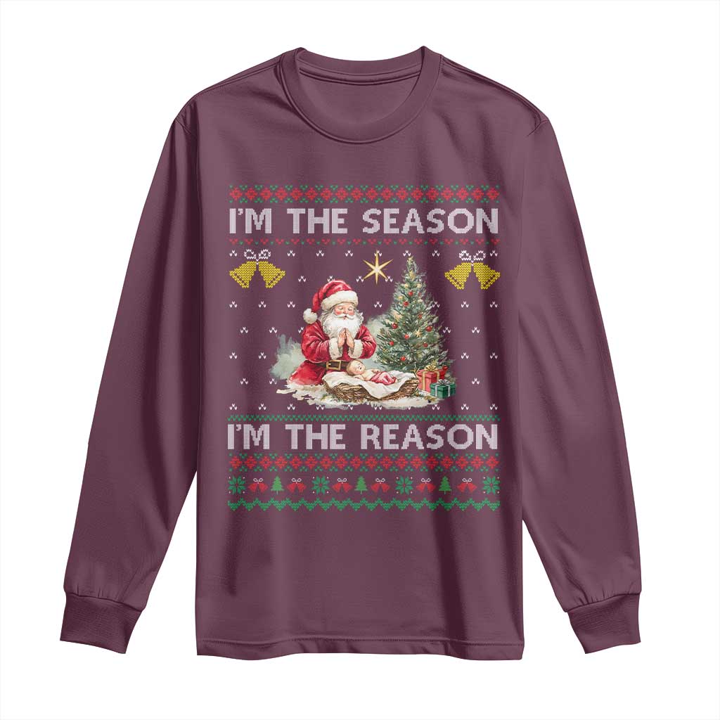 Jesus Christmas Long Sleeve Shirt Santa With Jesus Baby Reason Xmas - Wonder Print Shop