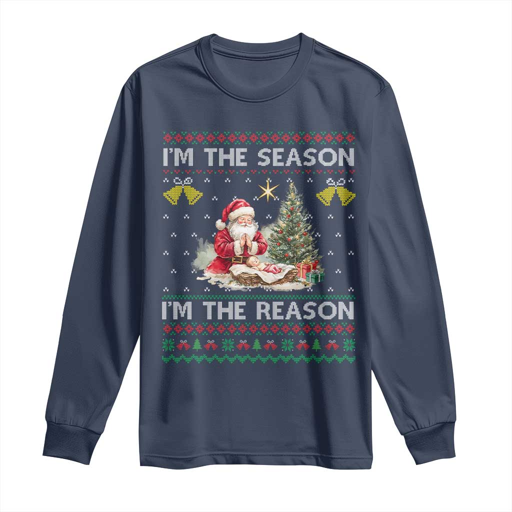 Jesus Christmas Long Sleeve Shirt Santa With Jesus Baby Reason Xmas - Wonder Print Shop