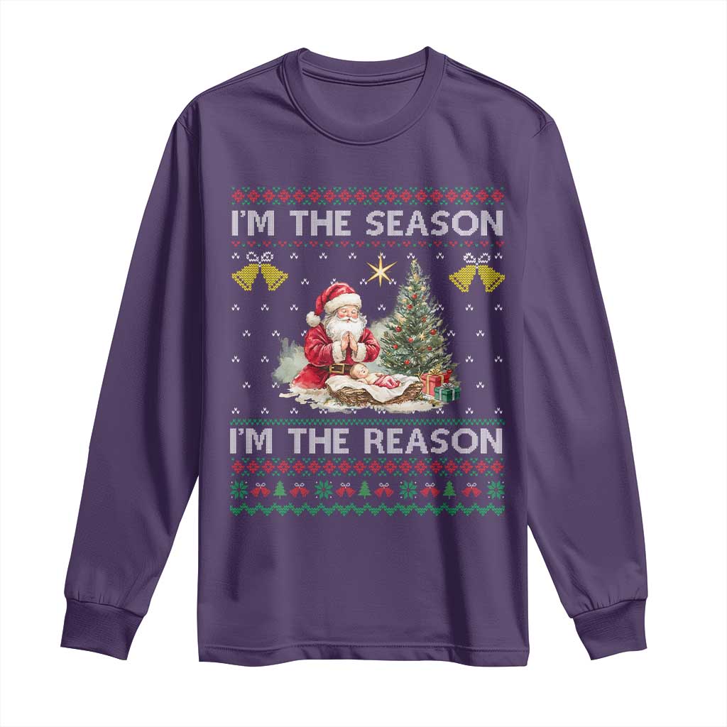 Jesus Christmas Long Sleeve Shirt Santa With Jesus Baby Reason Xmas - Wonder Print Shop