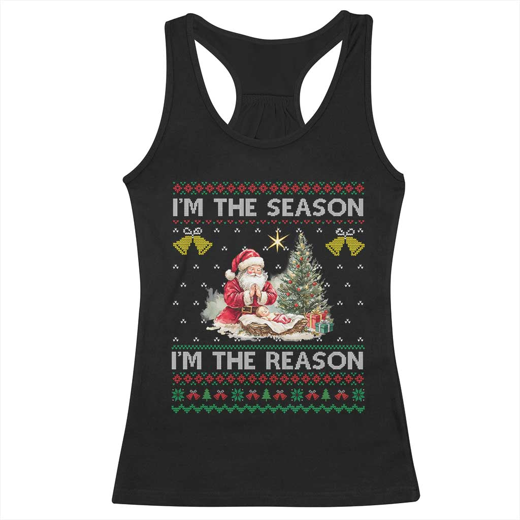 Jesus Christmas Racerback Tank Top Santa With Jesus Baby Reason Xmas - Wonder Print Shop