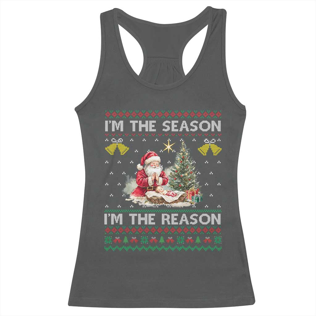 Jesus Christmas Racerback Tank Top Santa With Jesus Baby Reason Xmas - Wonder Print Shop