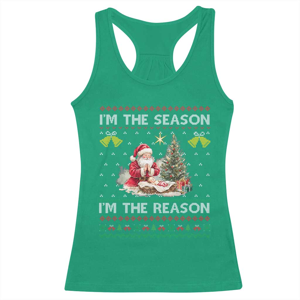Jesus Christmas Racerback Tank Top Santa With Jesus Baby Reason Xmas - Wonder Print Shop