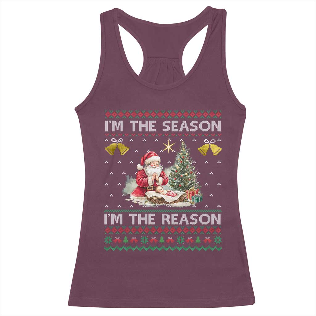 Jesus Christmas Racerback Tank Top Santa With Jesus Baby Reason Xmas - Wonder Print Shop