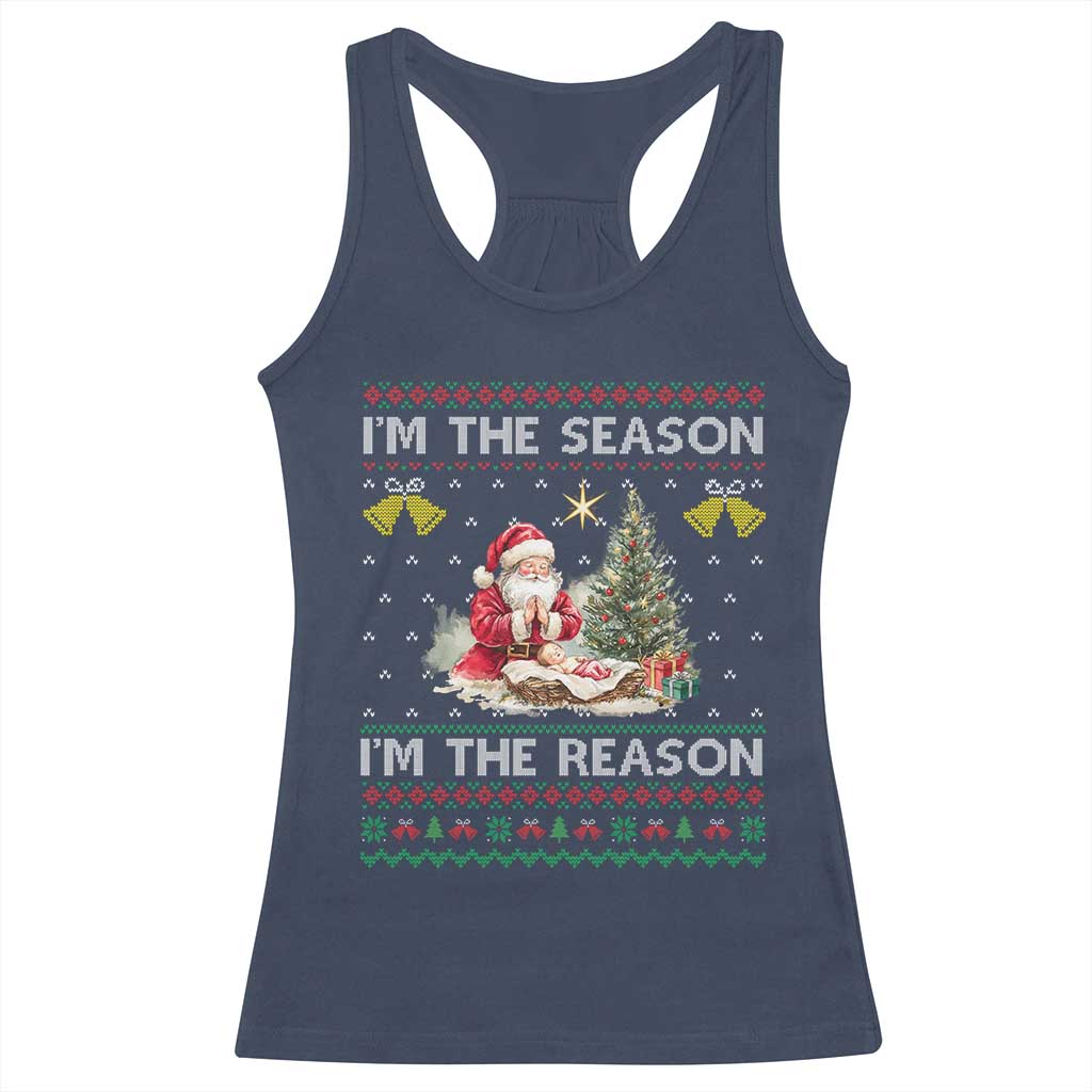 Jesus Christmas Racerback Tank Top Santa With Jesus Baby Reason Xmas - Wonder Print Shop