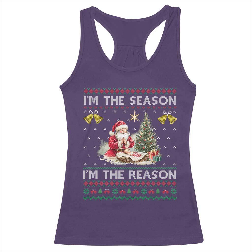Jesus Christmas Racerback Tank Top Santa With Jesus Baby Reason Xmas - Wonder Print Shop