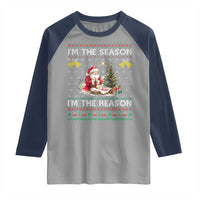 Jesus Christmas Raglan Shirt Santa With Jesus Baby Reason Xmas - Wonder Print Shop