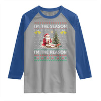 Jesus Christmas Raglan Shirt Santa With Jesus Baby Reason Xmas - Wonder Print Shop