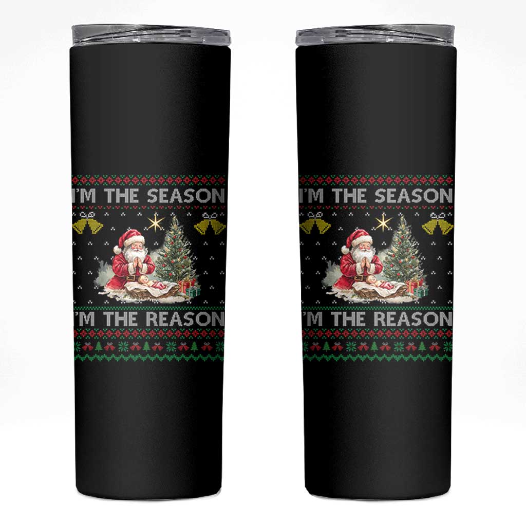 Jesus Christmas Skinny Tumbler Santa With Jesus Baby Reason Xmas - Wonder Print Shop