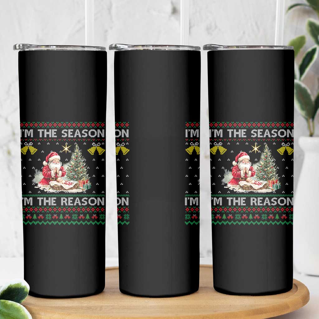 Jesus Christmas Skinny Tumbler Santa With Jesus Baby Reason Xmas - Wonder Print Shop