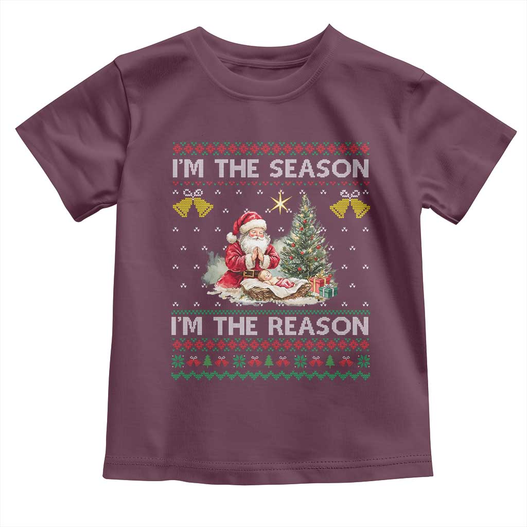 Jesus Christmas Toddler T Shirt Santa With Jesus Baby Reason Xmas - Wonder Print Shop