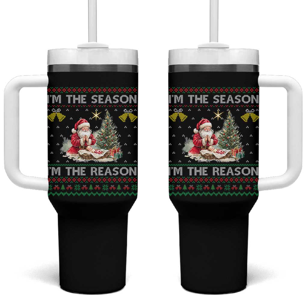 Jesus Christmas Tumbler With Handle Santa With Jesus Baby Reason Xmas - Wonder Print Shop