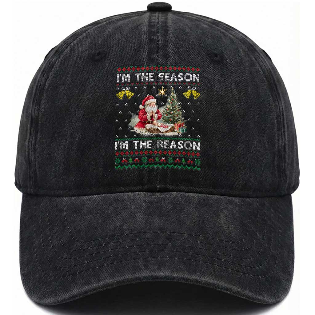 Jesus Christmas Washed Cotton Baseball Cap Santa With Jesus Baby Reason Xmas