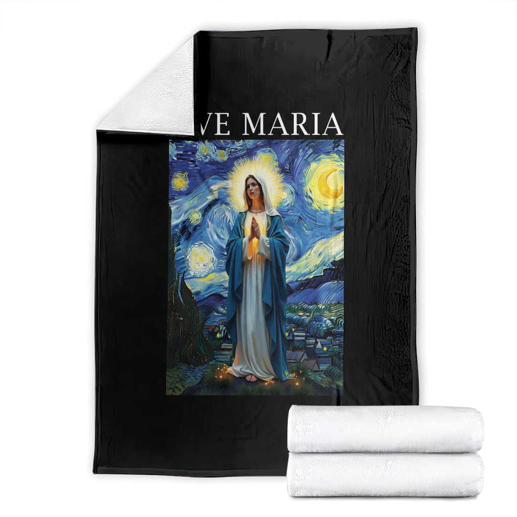 Virgin Mary Starry Night Throw Blanket Mother of Christ Catholic - Wonder Print Shop