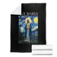Virgin Mary Starry Night Throw Blanket Mother of Christ Catholic - Wonder Print Shop