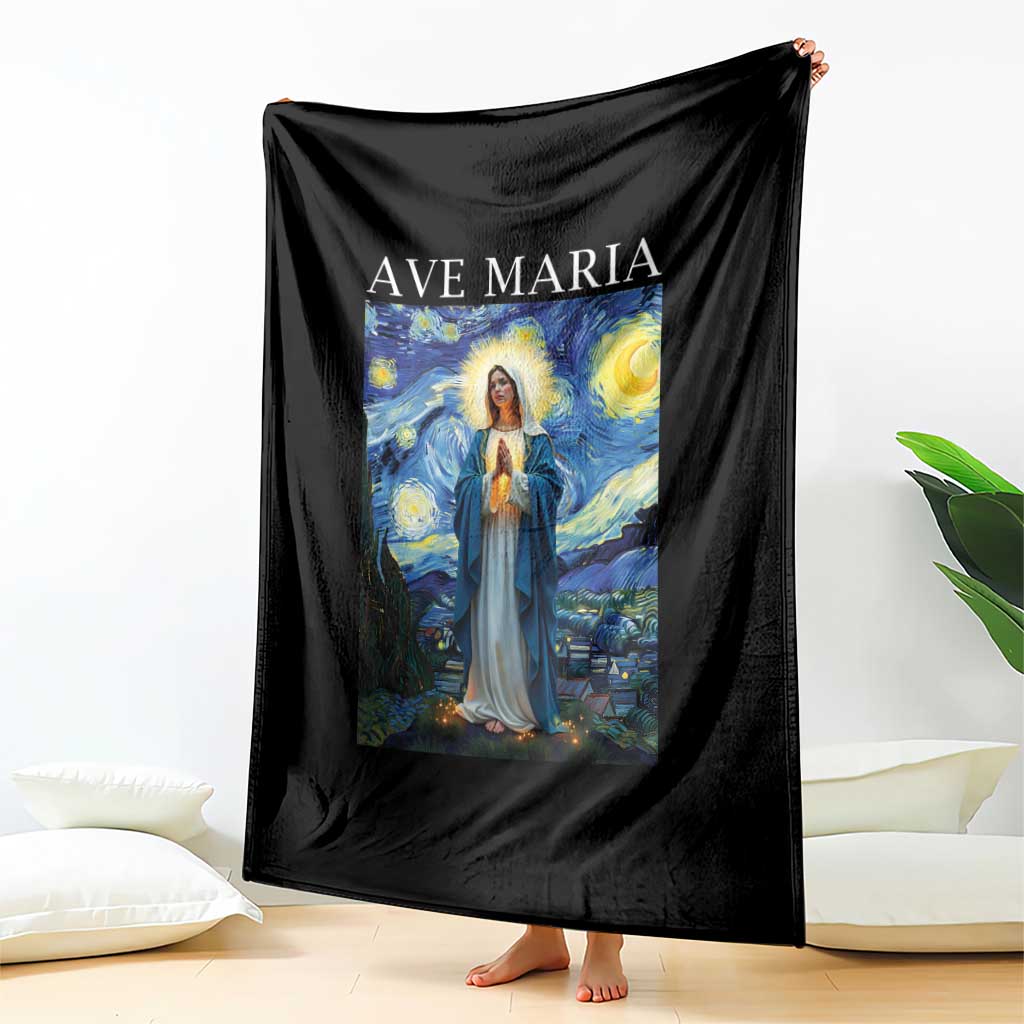 Virgin Mary Starry Night Throw Blanket Mother of Christ Catholic - Wonder Print Shop
