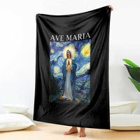 Virgin Mary Starry Night Throw Blanket Mother of Christ Catholic - Wonder Print Shop