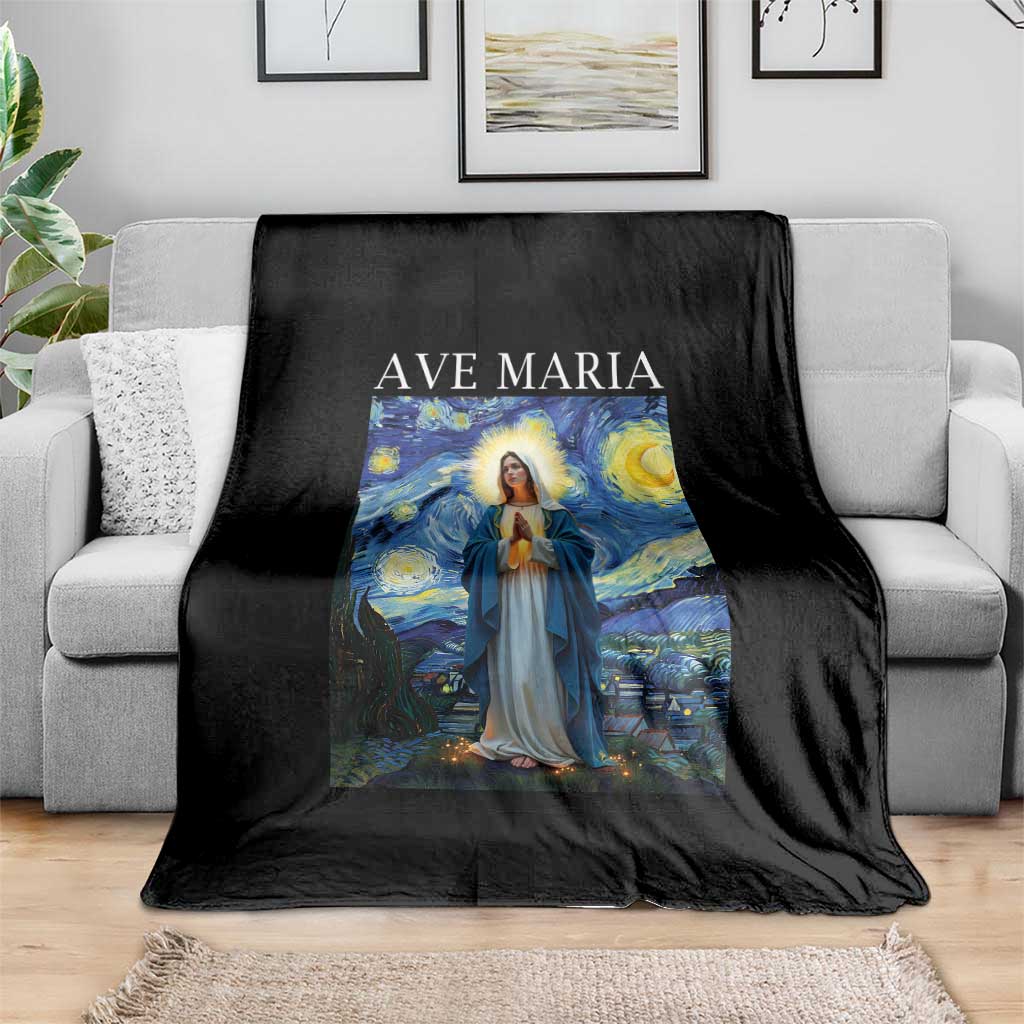 Virgin Mary Starry Night Throw Blanket Mother of Christ Catholic - Wonder Print Shop