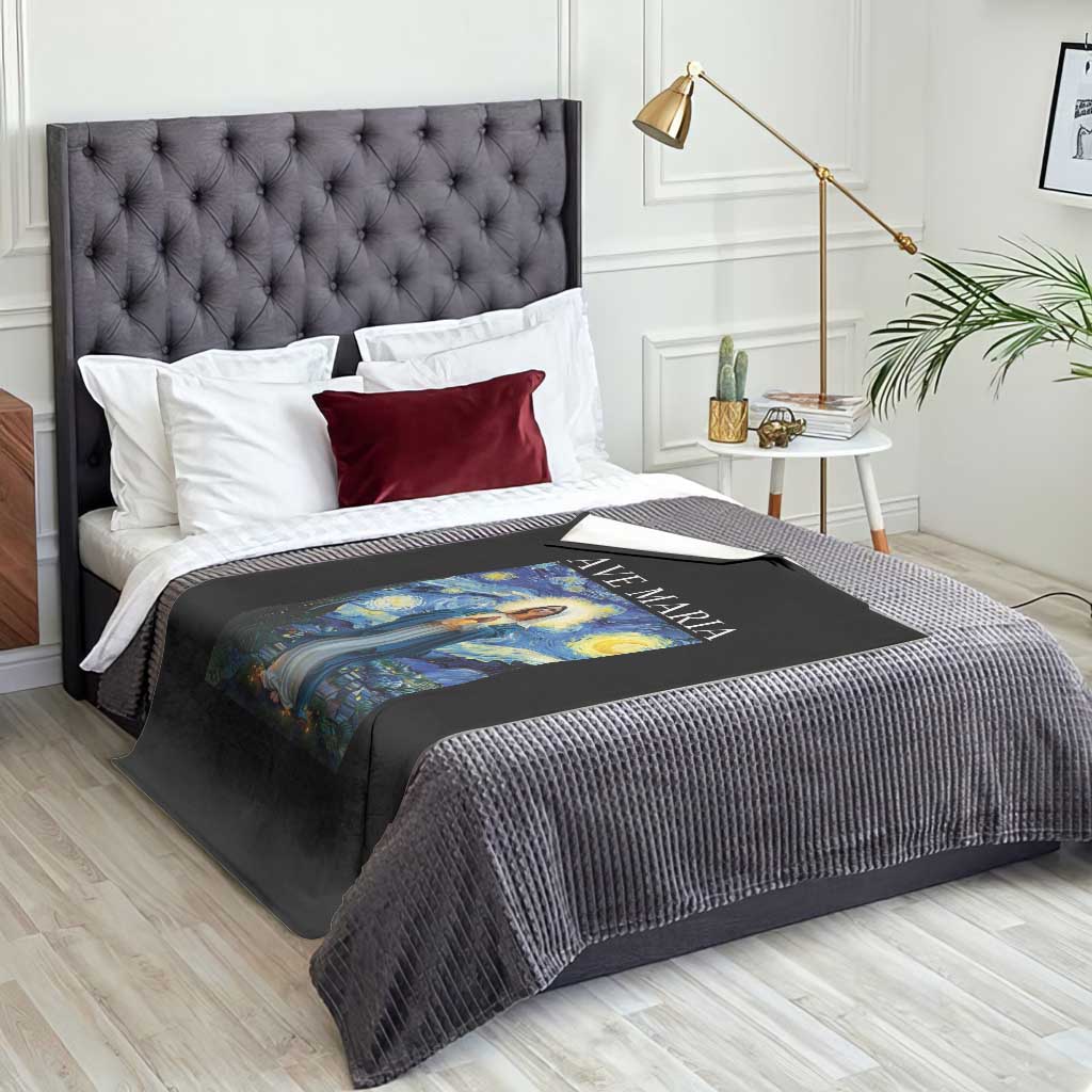 Virgin Mary Starry Night Throw Blanket Mother of Christ Catholic - Wonder Print Shop