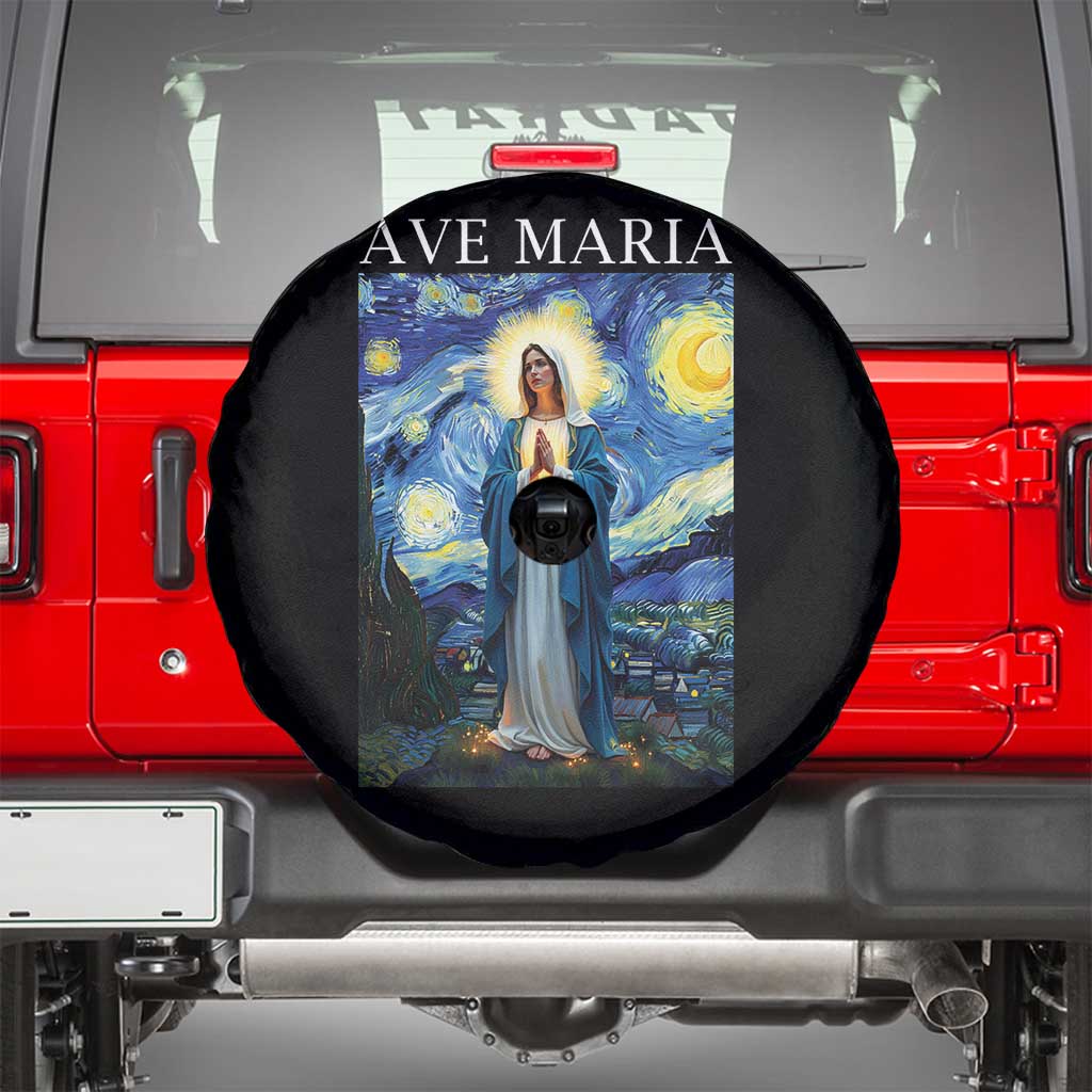 Virgin Mary Starry Night Spare Tire Cover Mother of Christ Catholic - Wonder Print Shop