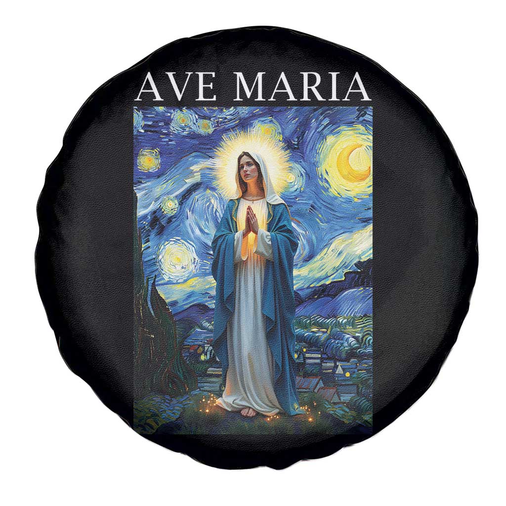 Virgin Mary Starry Night Spare Tire Cover Mother of Christ Catholic - Wonder Print Shop