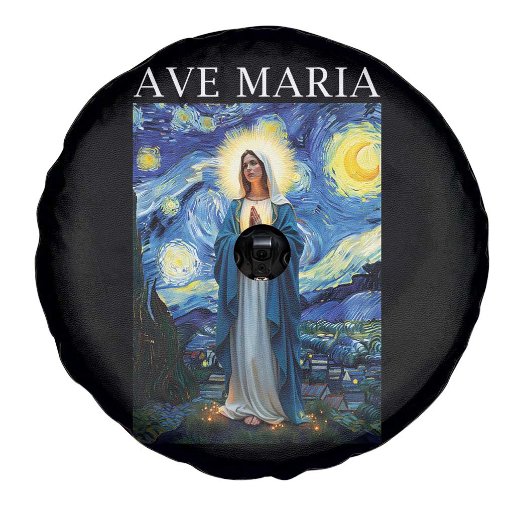 Virgin Mary Starry Night Spare Tire Cover Mother of Christ Catholic - Wonder Print Shop