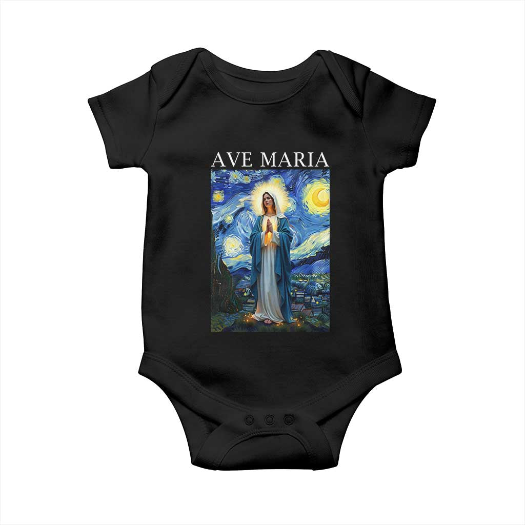 Virgin Mary Starry Night Baby Onesie Mother of Christ Catholic - Wonder Print Shop