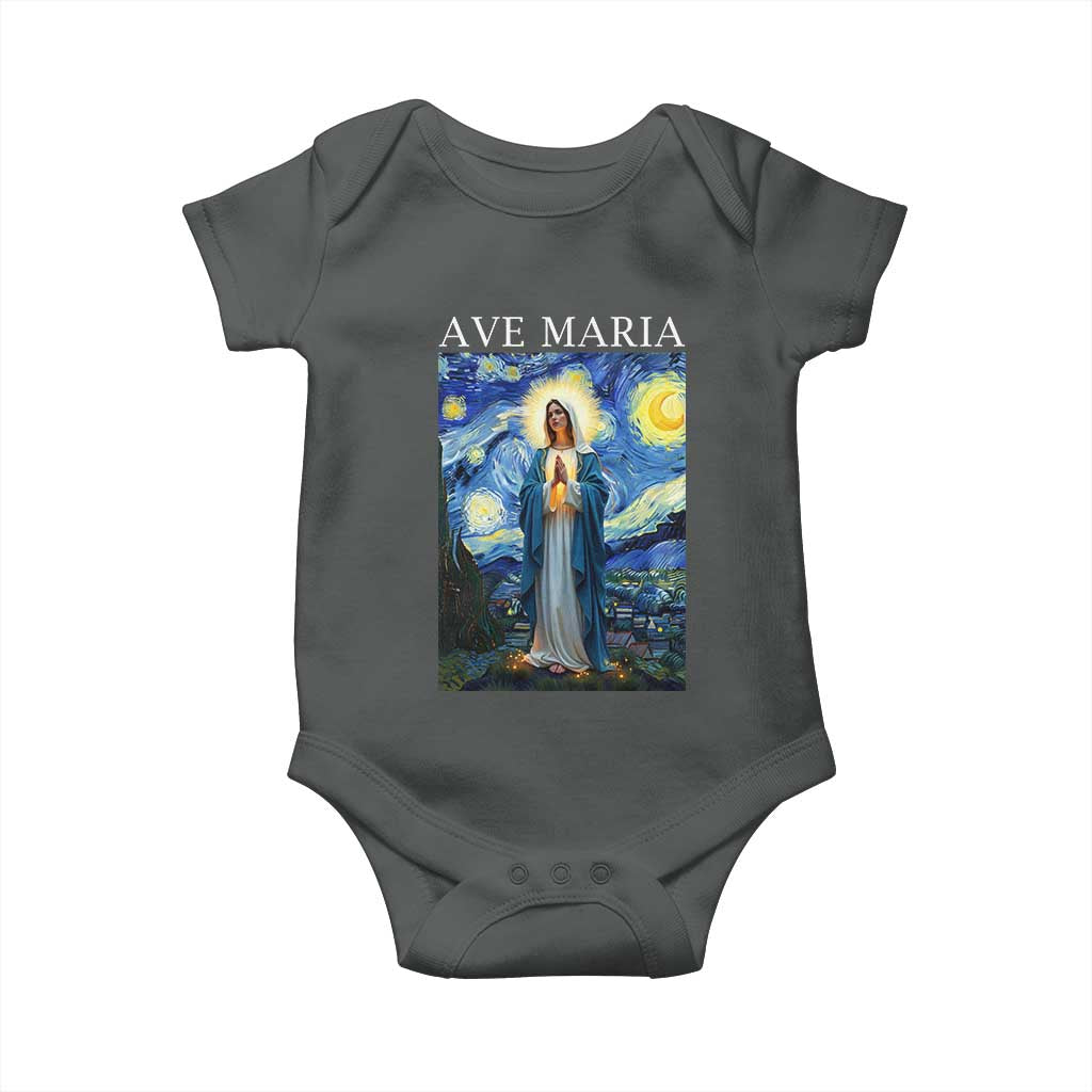Virgin Mary Starry Night Baby Onesie Mother of Christ Catholic - Wonder Print Shop