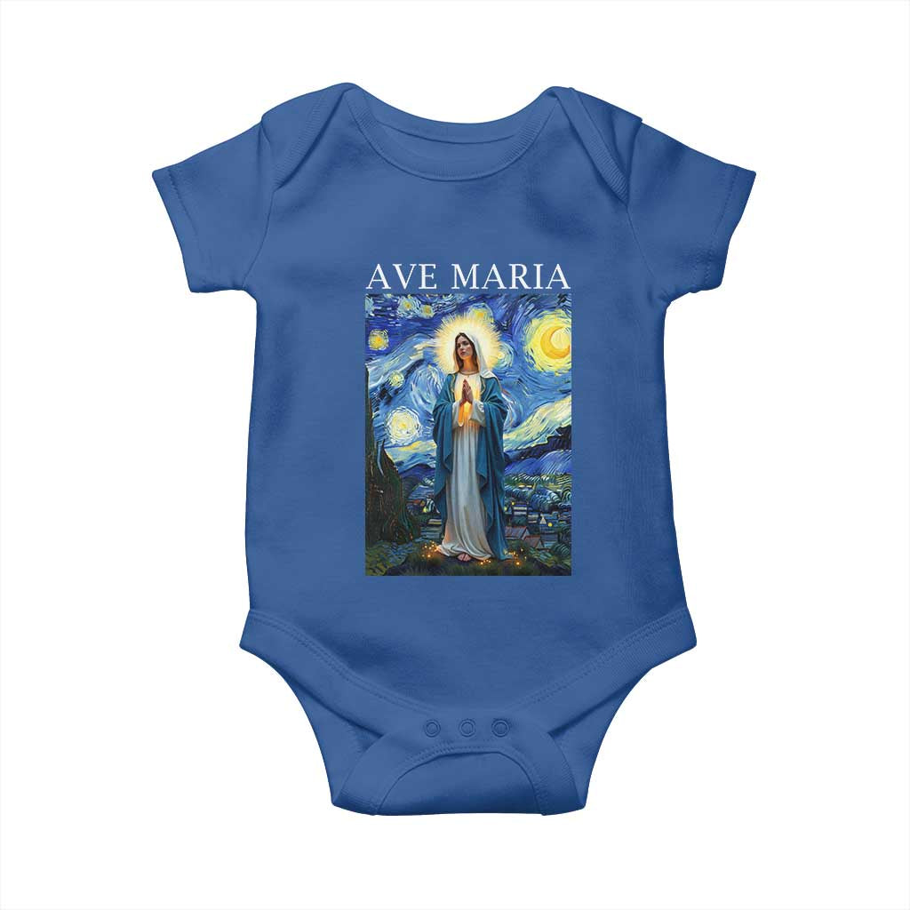 Virgin Mary Starry Night Baby Onesie Mother of Christ Catholic - Wonder Print Shop