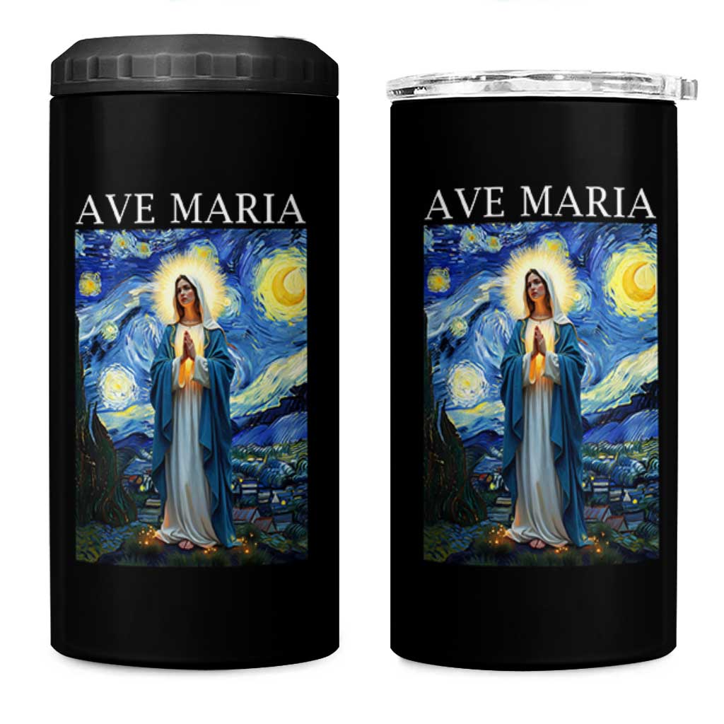 Virgin Mary Starry Night 4 in 1 Can Cooler Tumbler Mother of Christ Catholic - Wonder Print Shop