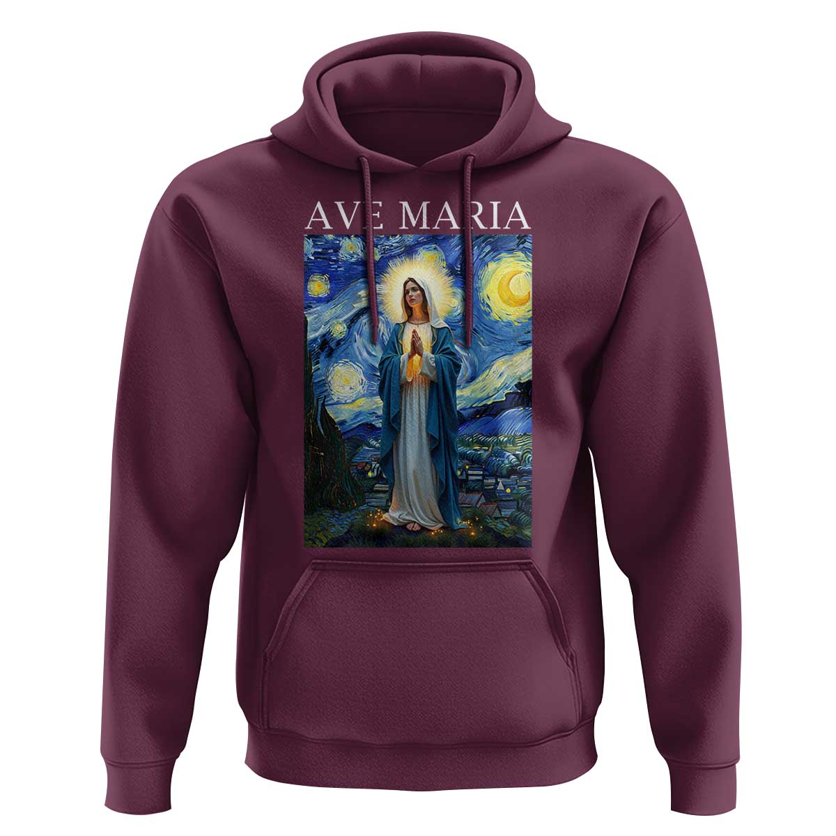 Virgin Mary Starry Night Hoodie Mother of Christ Catholic - Wonder Print Shop