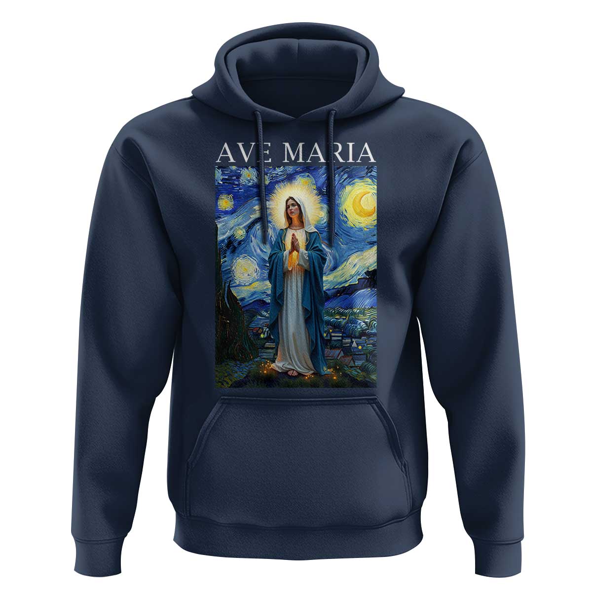 Virgin Mary Starry Night Hoodie Mother of Christ Catholic - Wonder Print Shop