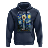 Virgin Mary Starry Night Hoodie Mother of Christ Catholic - Wonder Print Shop